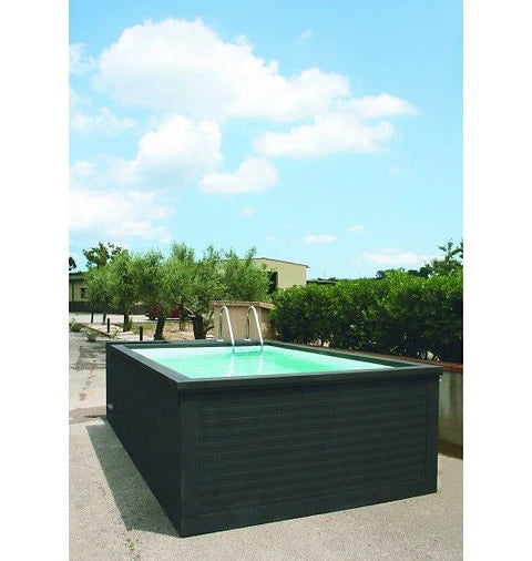 Contenedor de piscina móvil - 55 x 1,26 m - Acero - Gris claro - Nuevo - 5,25 m x 2,55 m x 1,26 m