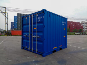 Contenedor marítimo de 10 pies con doble puerta – Casi nuevo - Acero CORTEN - Azul - Segunda mano