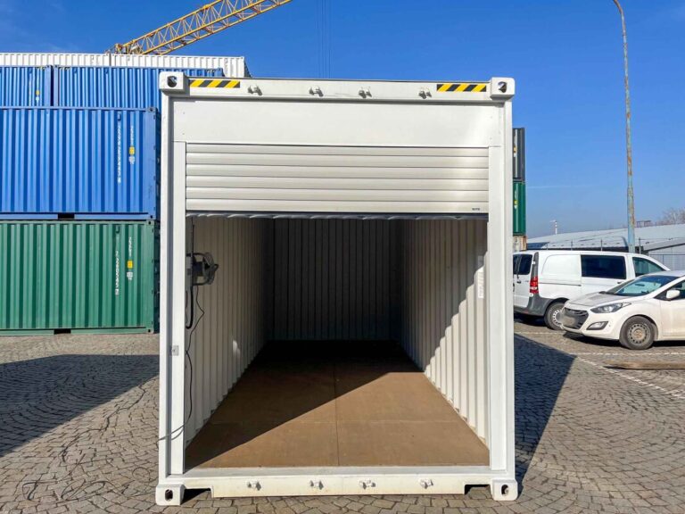 Contenedor 20 pies HC con puertas enrollables (gris claro) - Acero - Nuevo