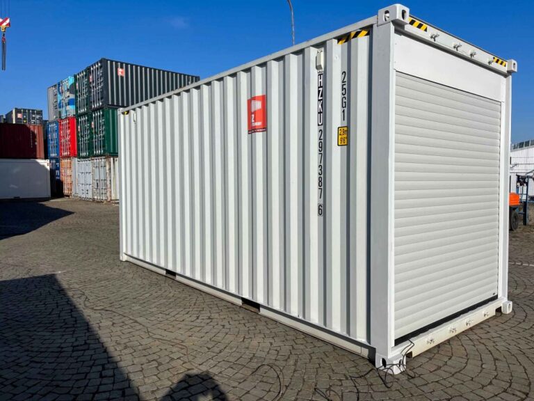 Contenedor 20 pies HC con puertas enrollables (gris claro) - Acero - Nuevo