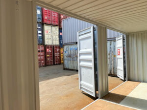 Contenedor marítimo 40’HC con 4 puertas laterales – Color gris ocre - 40 pies - Nuevo