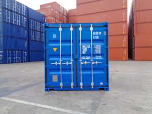 Contenedor marítimo de 10 pies con doble puerta – Casi nuevo - Acero CORTEN - Azul - Segunda mano
